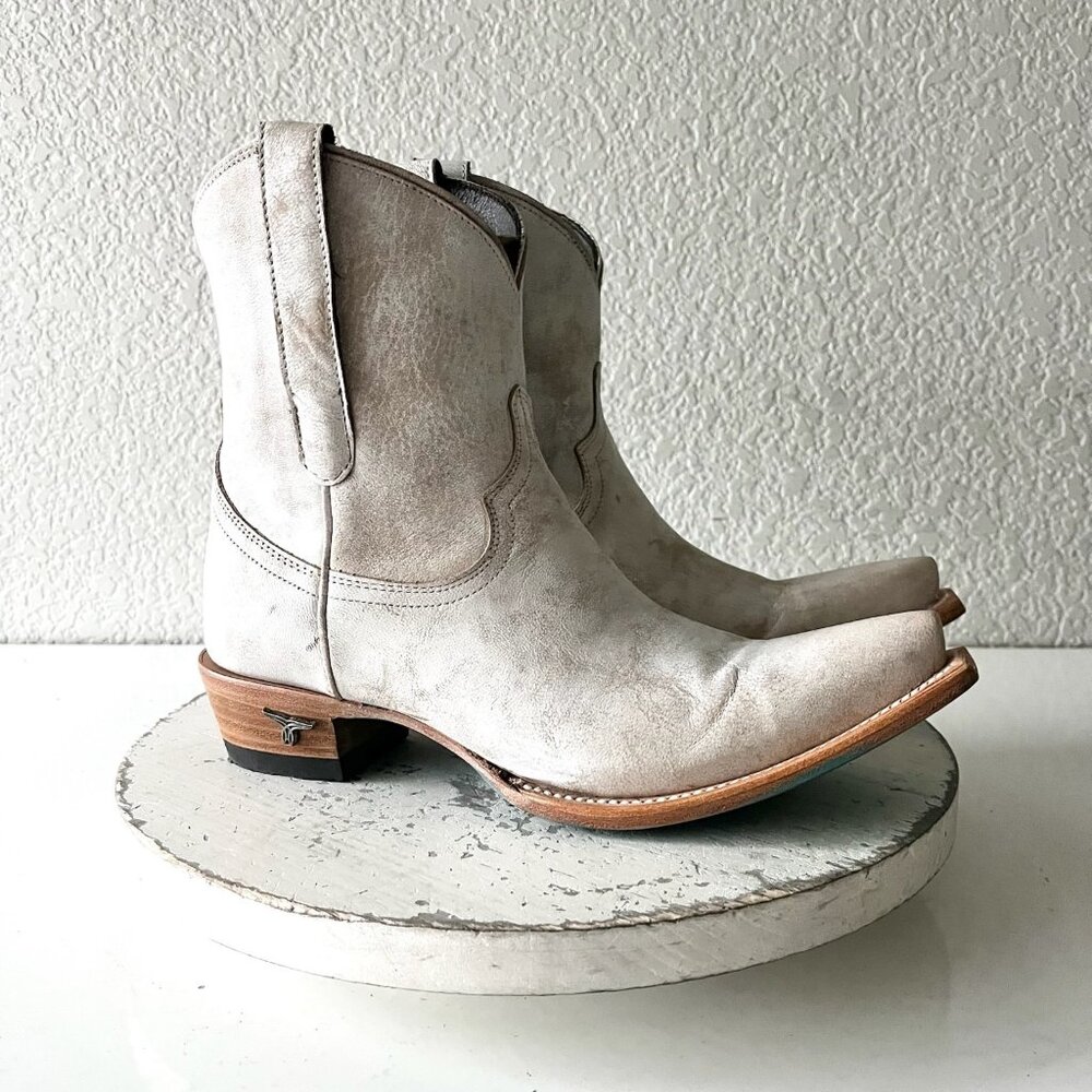 Lane EMMA JANE Womens Cowboy Booties White Western Short Ankle Boots Size 7.5 - Picture 12 of 12